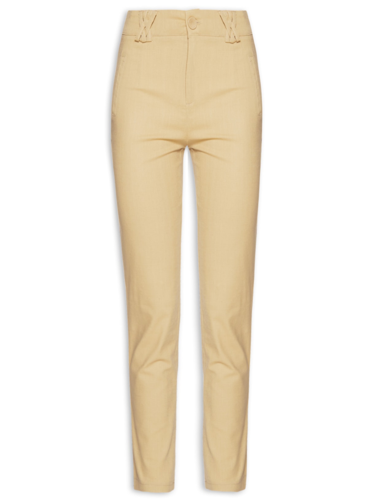 Calça Feminina Slim Passantes Triplos - Bege