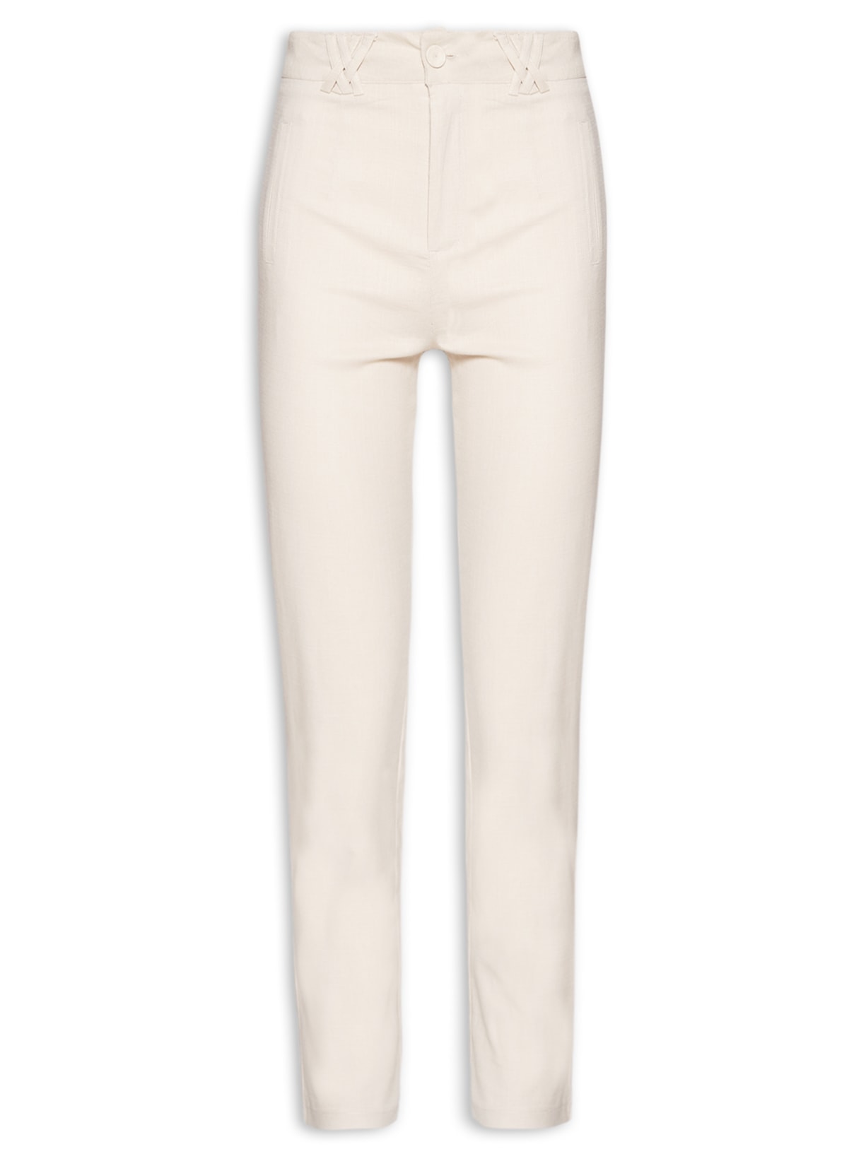 Calça Feminina Slim Passantes Triplos - Off White