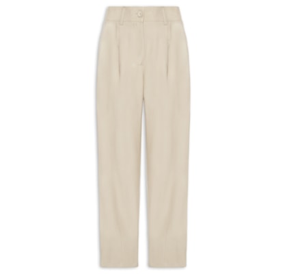 Calça Feminina Slouchy Com Pregas - Bege