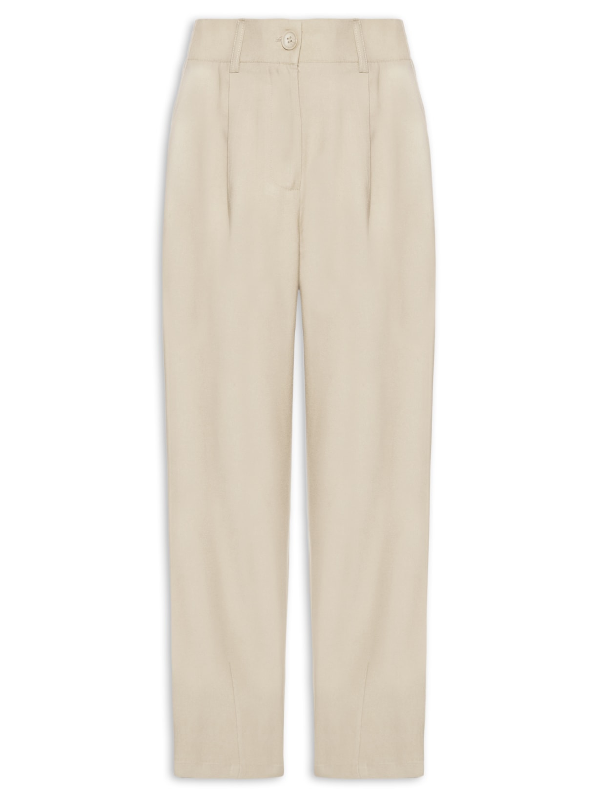 Calça Feminina Slouchy Com Pregas - Bege