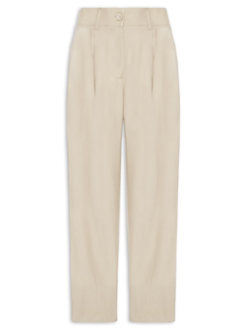 Calça Feminina Slouchy Com Pregas - Bege