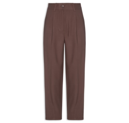 Calça Feminina Slouchy Com Pregas - Marrom