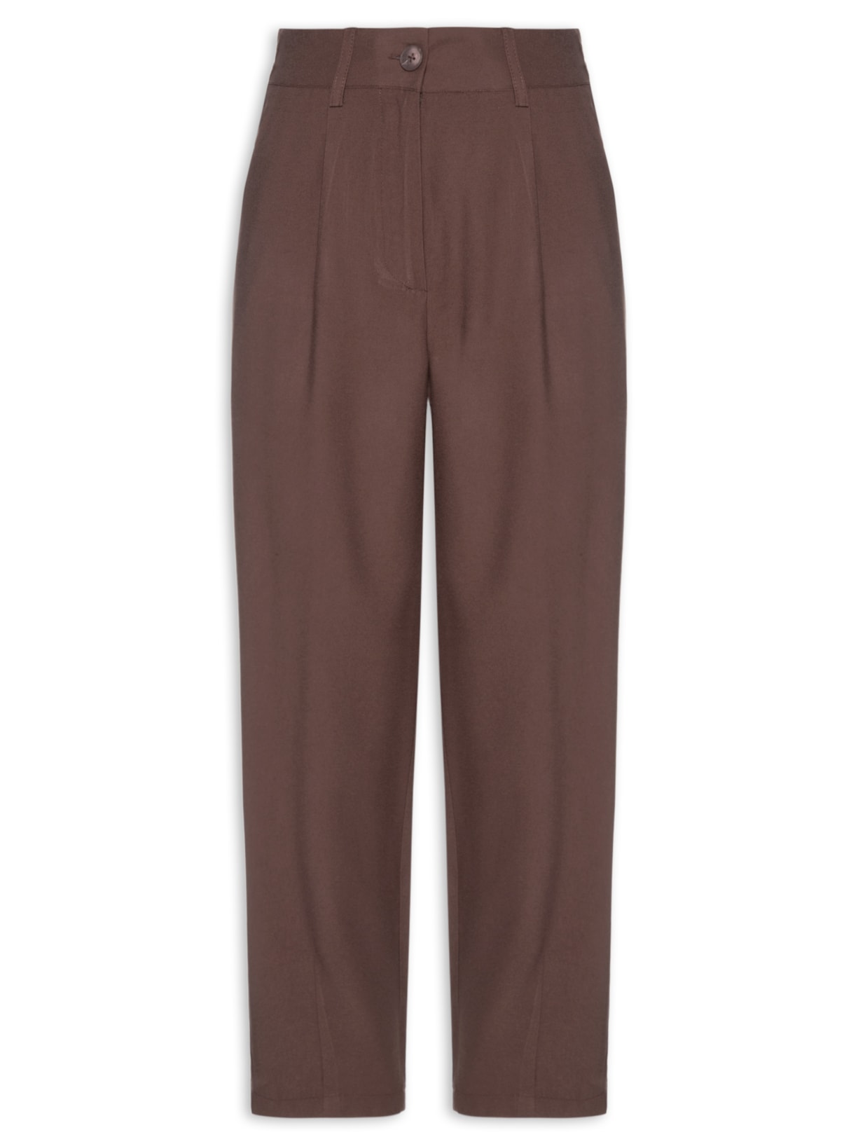 Calça Feminina Slouchy Com Pregas - Marrom
