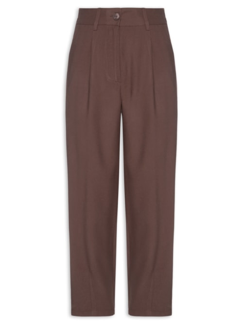 Calça Feminina Slouchy Com Pregas - Marrom
