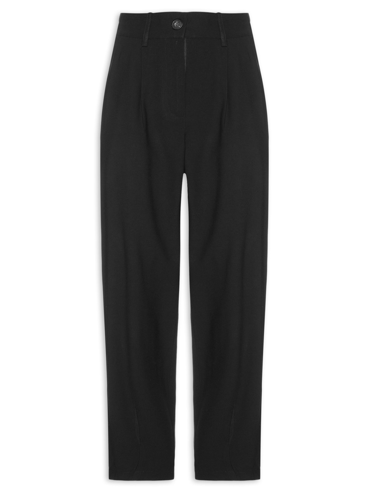 Calça Feminina Slouchy Com Pregas Preto Basiq