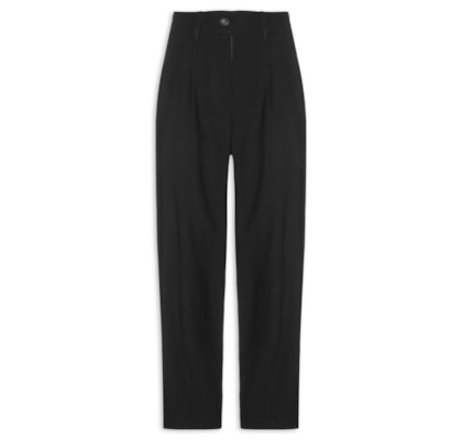 Calça Feminina Slouchy Com Pregas - Preto