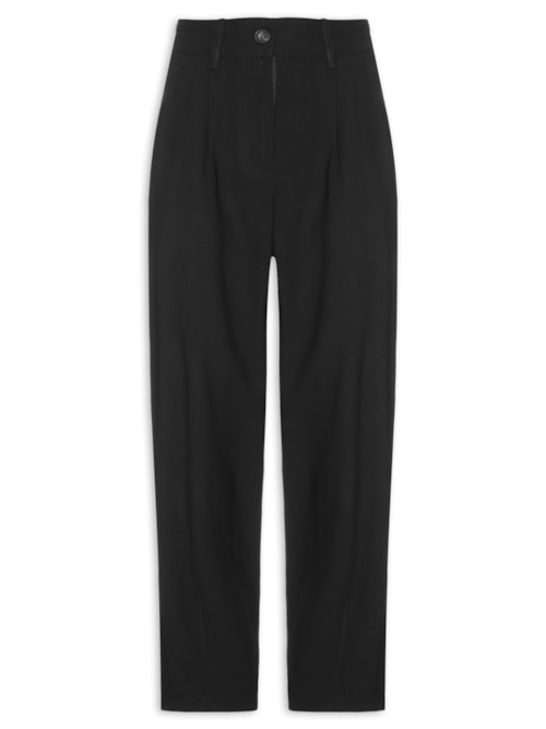 Calça Feminina Slouchy Com Pregas - Preto
