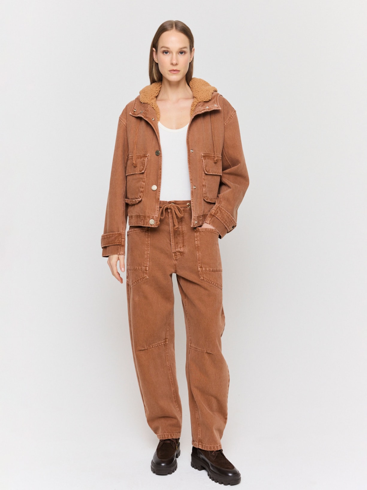 Calça Feminina Soft Sarja I26 Marrom Mixed