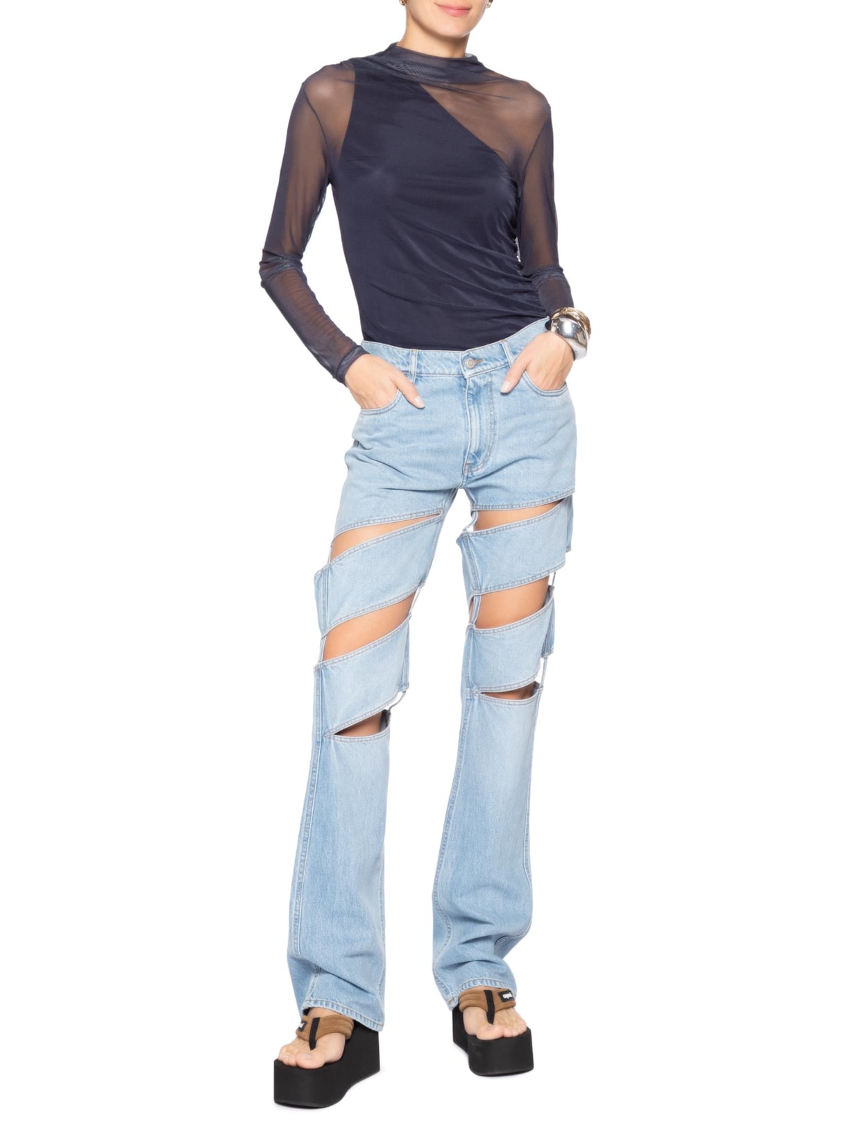 Calça Feminina Spiral Denim Azul Coperni
