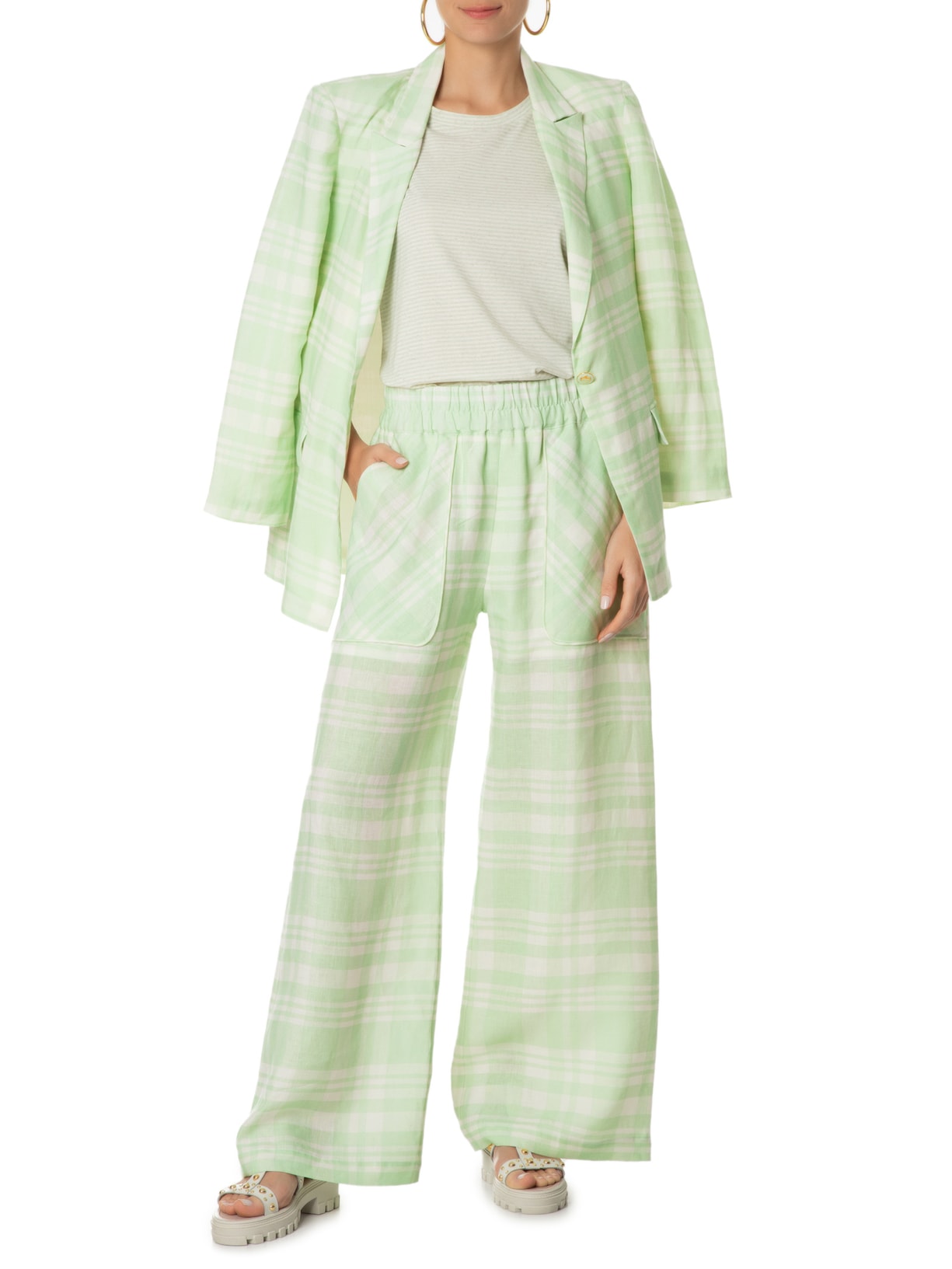 Calça Feminina Spot Flare Vichy V24 Verde Mixed