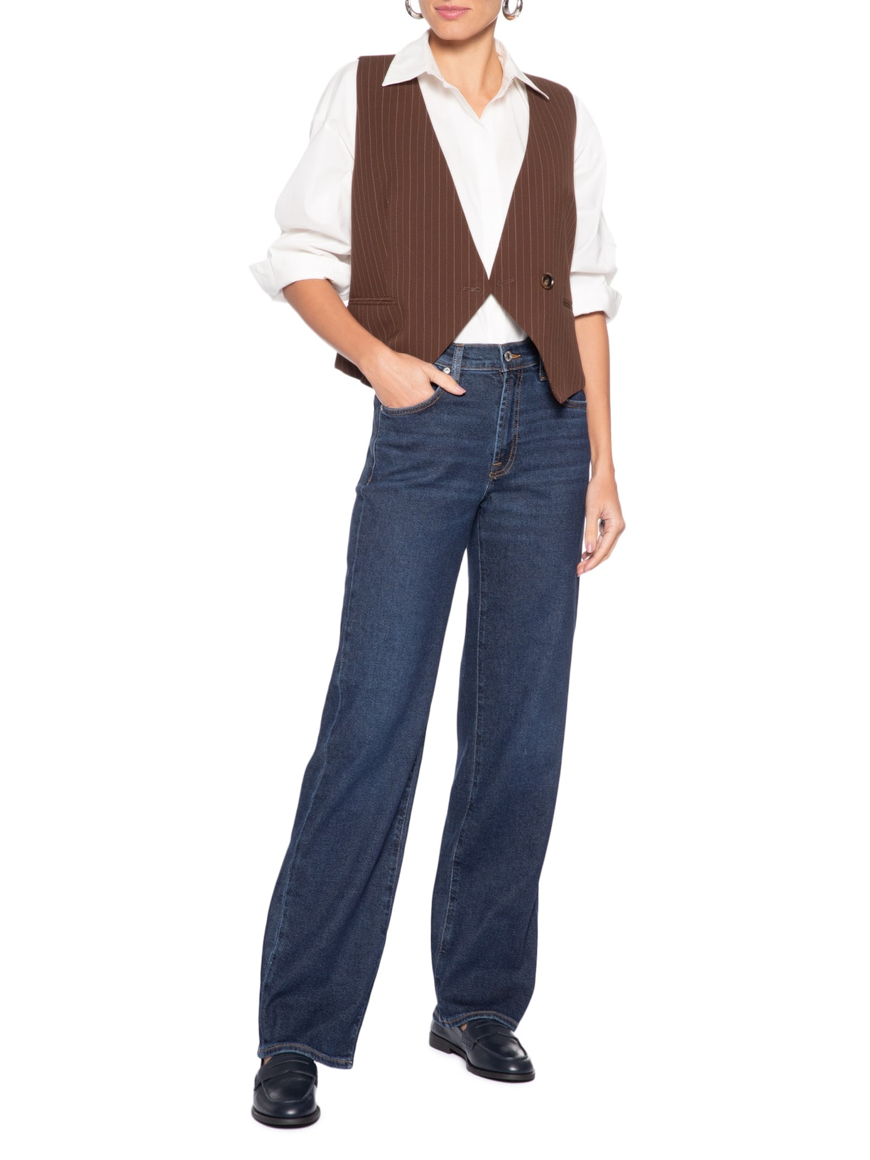 Calça Feminina Stovepipe Straight Bluecrest Azul 7 For All Mankind