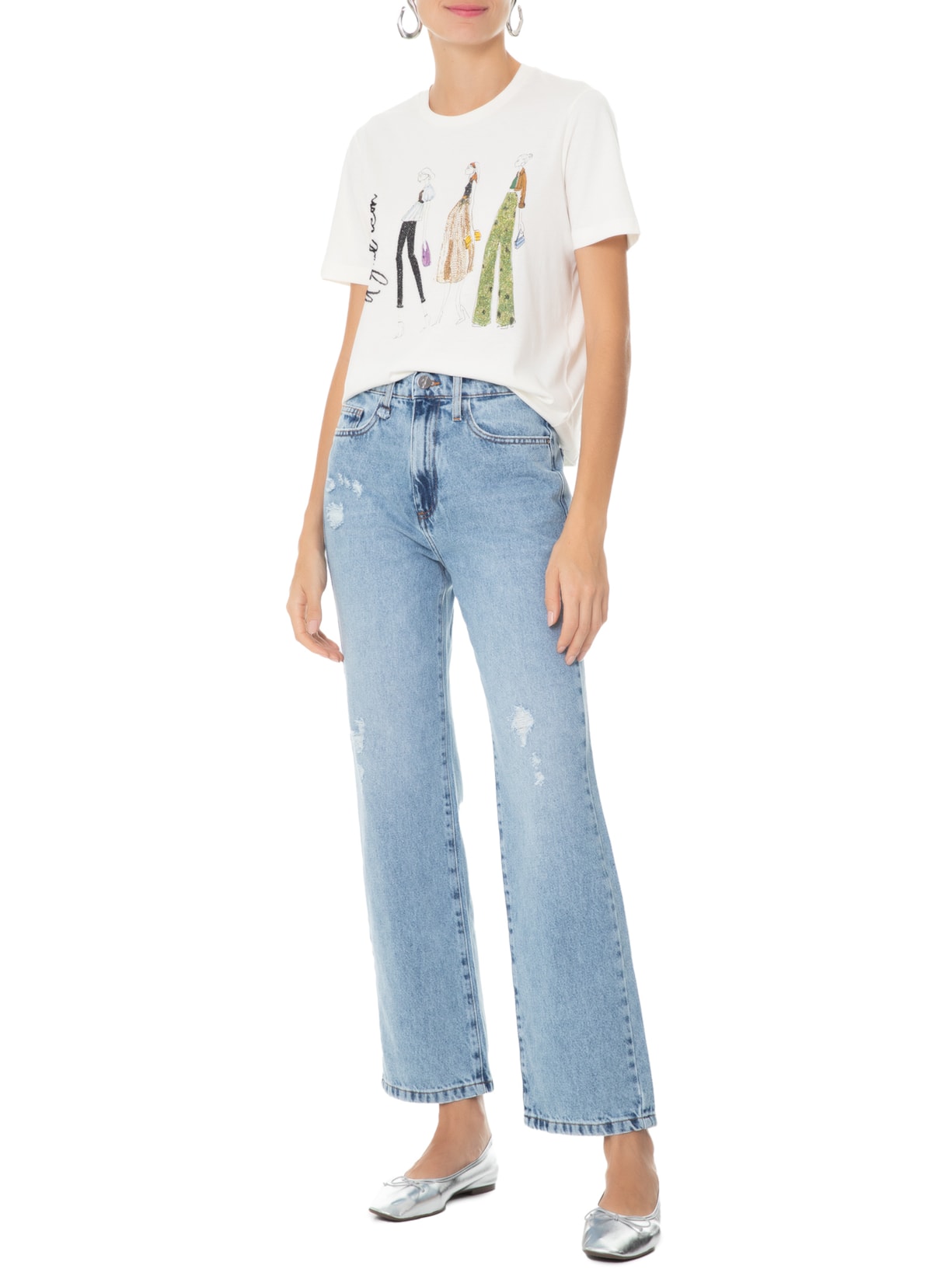 Calça Feminina Straight Garner Azul Le Lis