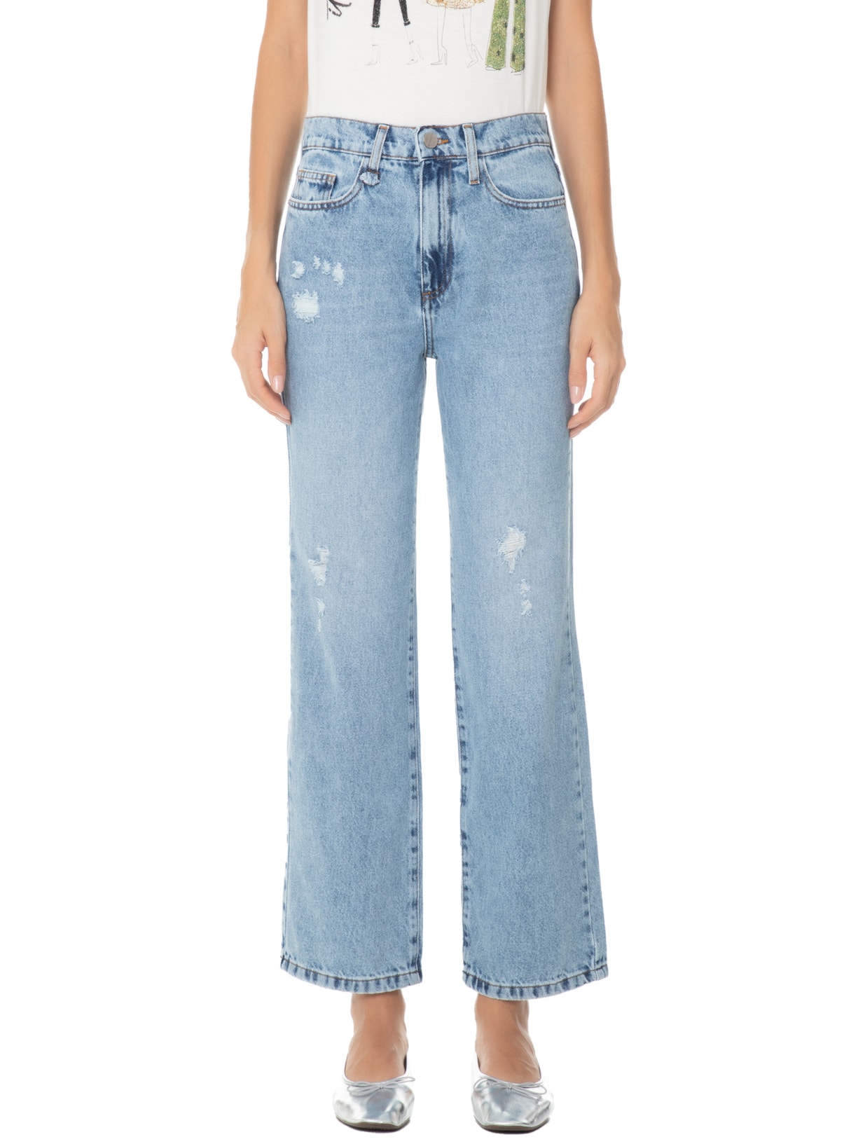 Calça Feminina Straight Garner Azul Le Lis