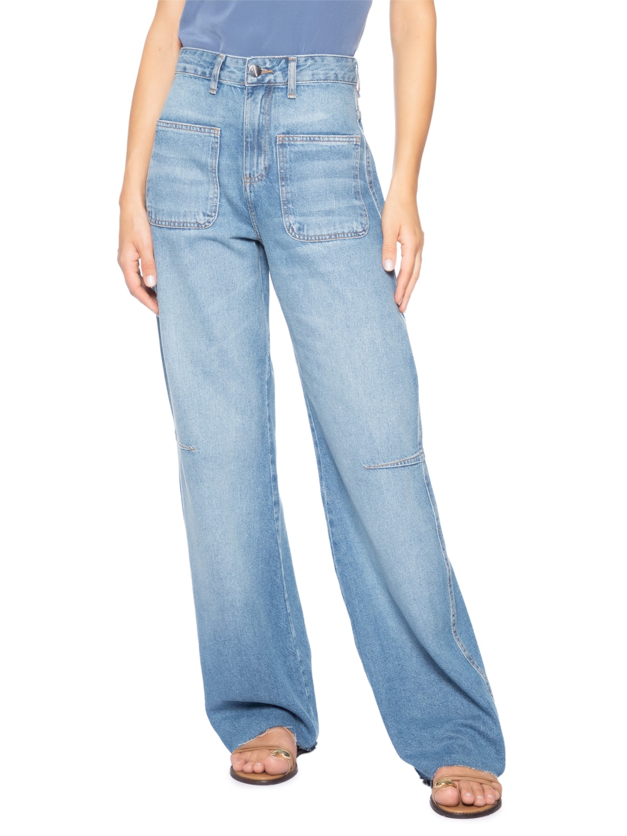 Calça Feminina Straight Lucila Azul Le Lis