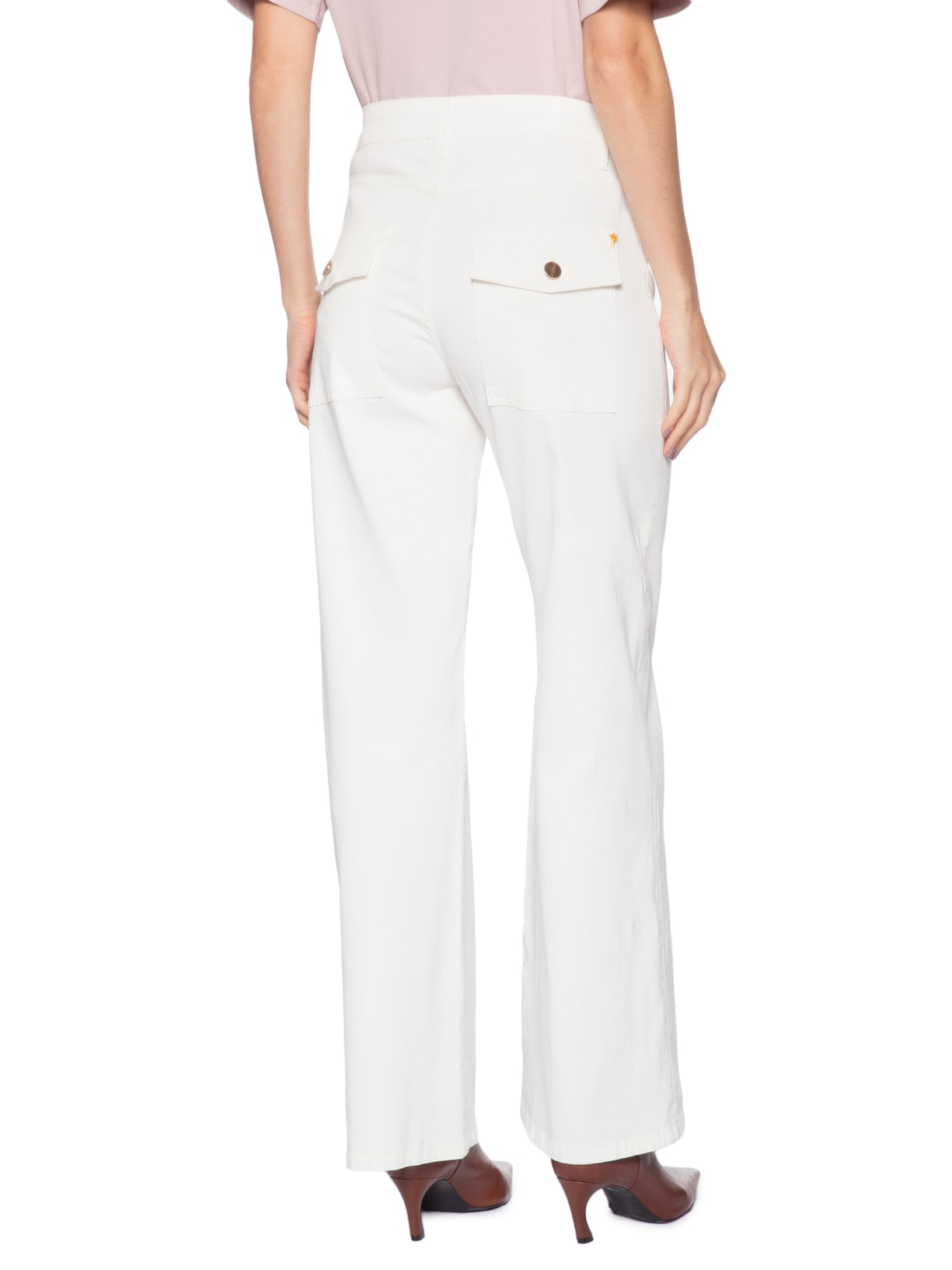 Calça Feminina Straight Penelope Sarja Branco Le Lis
