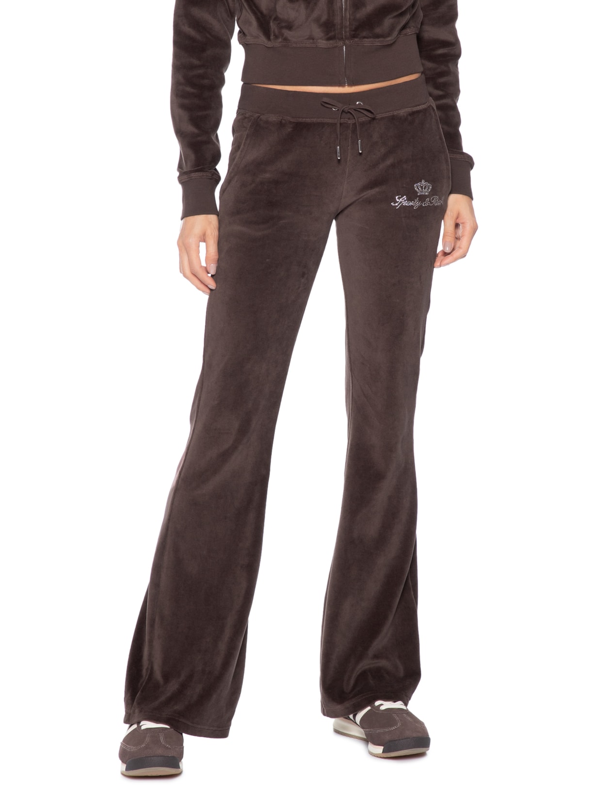Calça Feminina Sweatpant Juicy Script Velour – Marrom Sporty & Rich