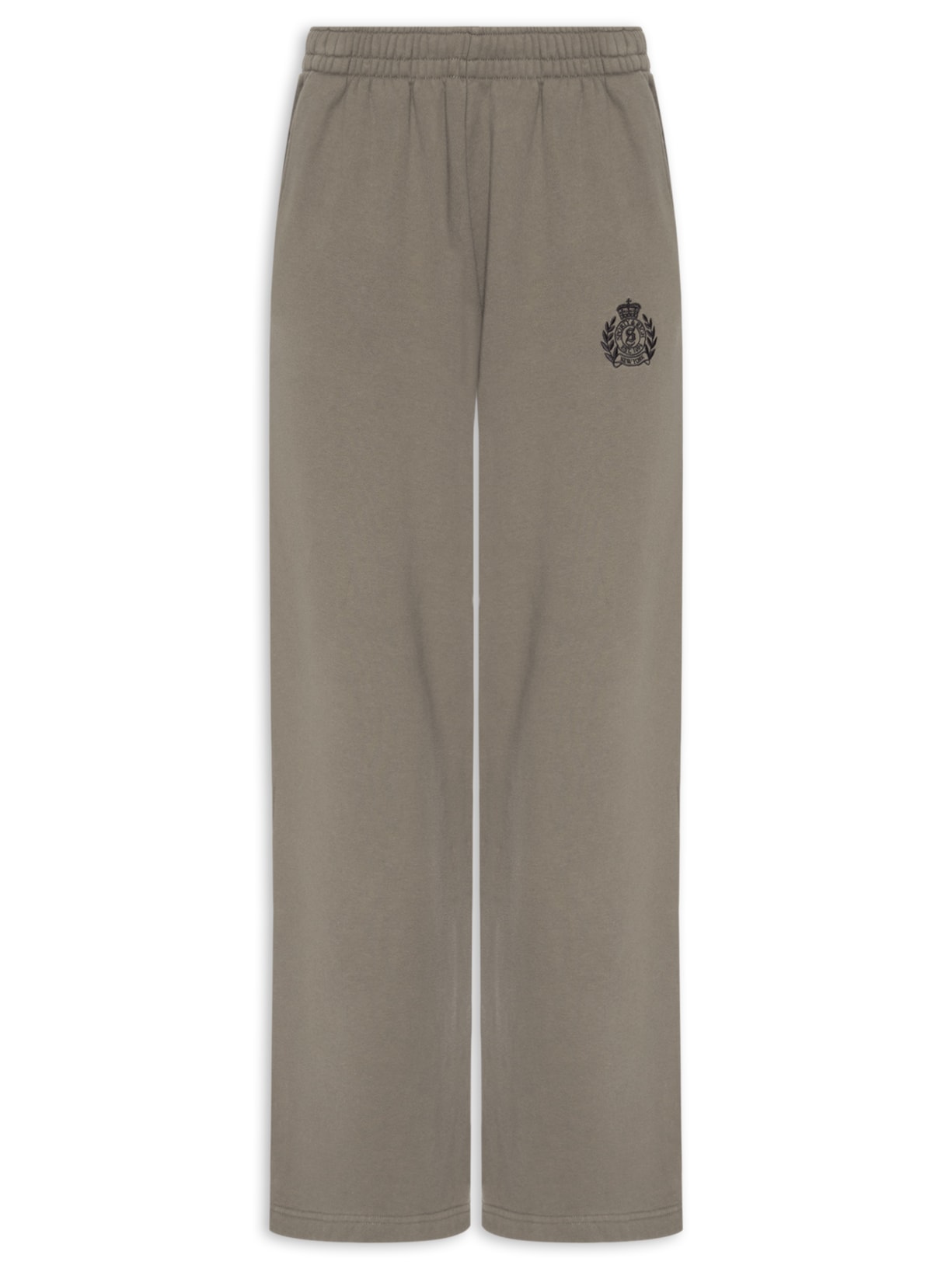 Calça Feminina Sweatpant NY Crest Embroidered Wide Marrom Sporty & Rich
