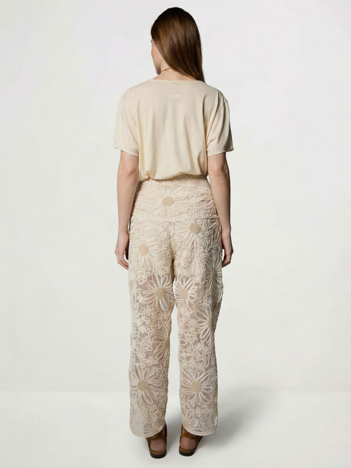 Calça Feminina Tela Flower I26 Off White Mixed