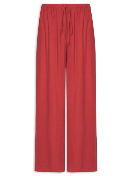 Calça Feminina Textura Longa - Vermelho