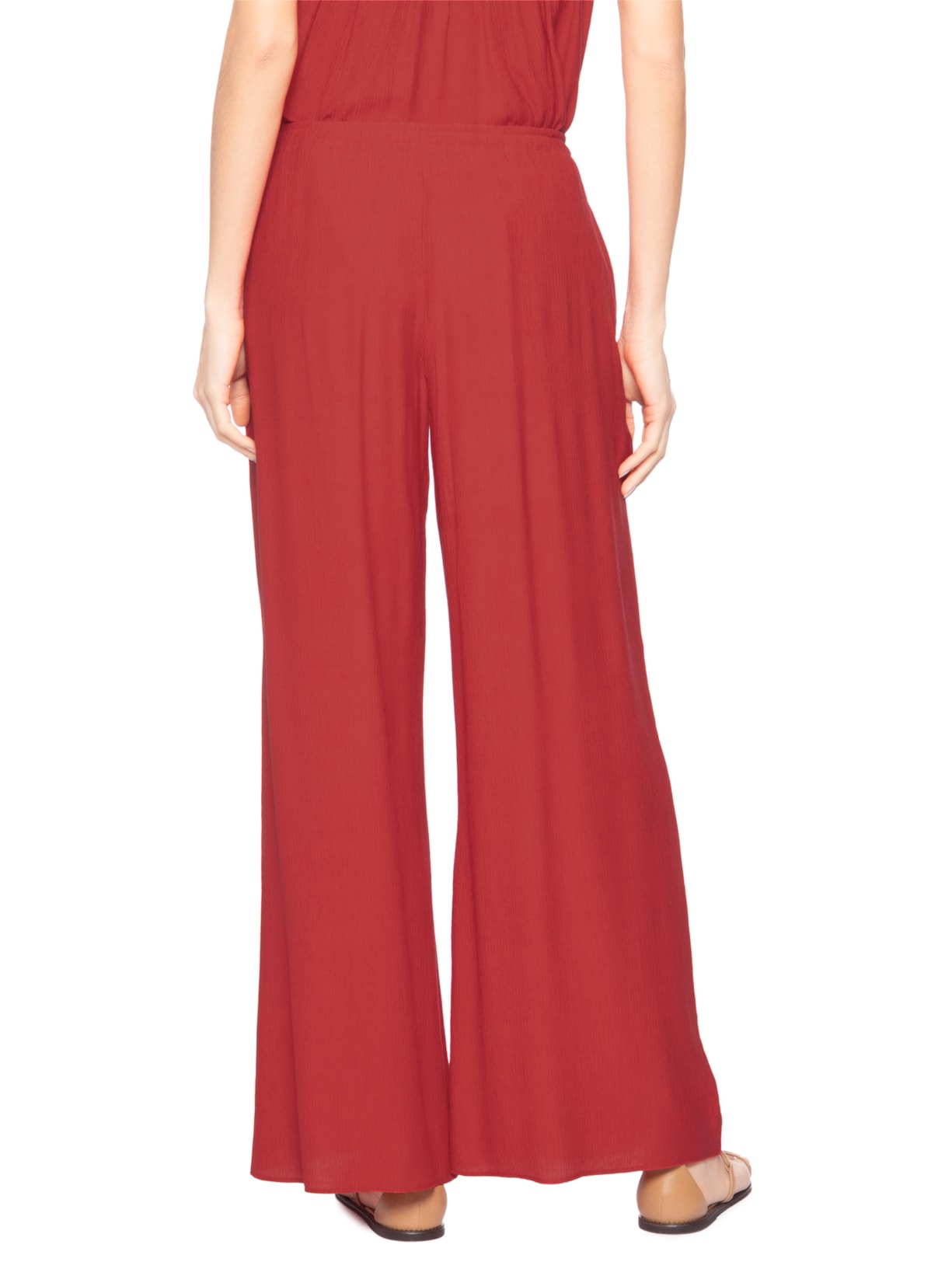 Calça Feminina Textura Longa Vermelho Farm