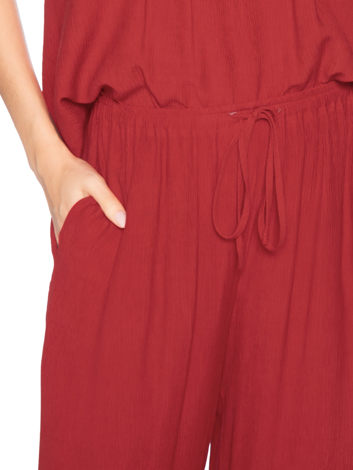Calça Feminina Textura Longa Vermelho Farm