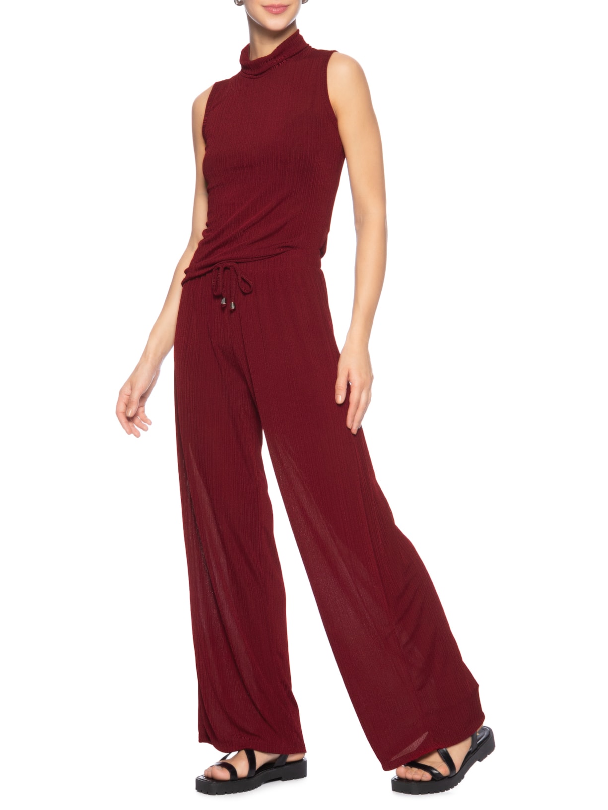 Calça Feminina Texturizada Vinho Basiq