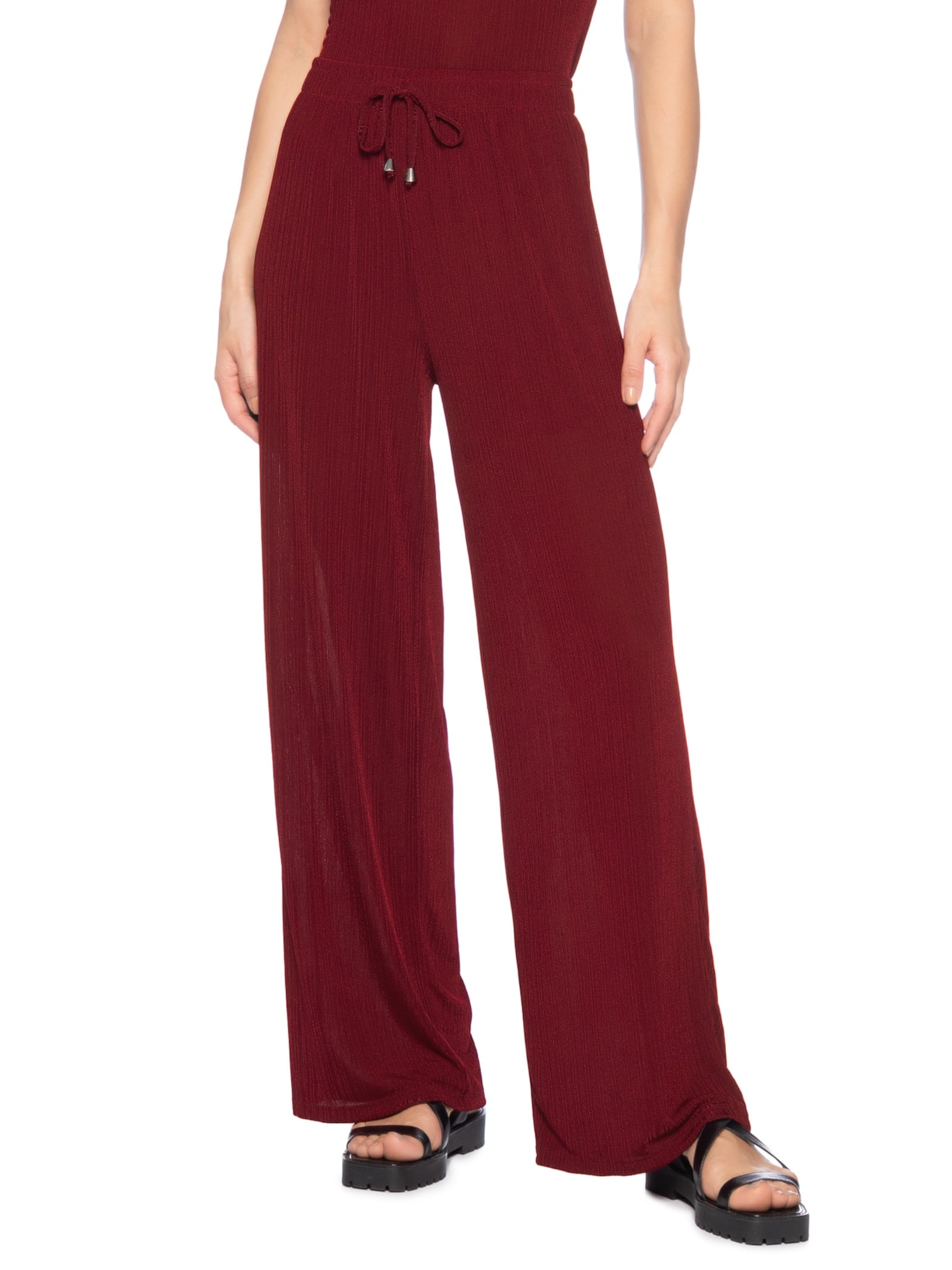 Calça Feminina Texturizada Vinho Basiq