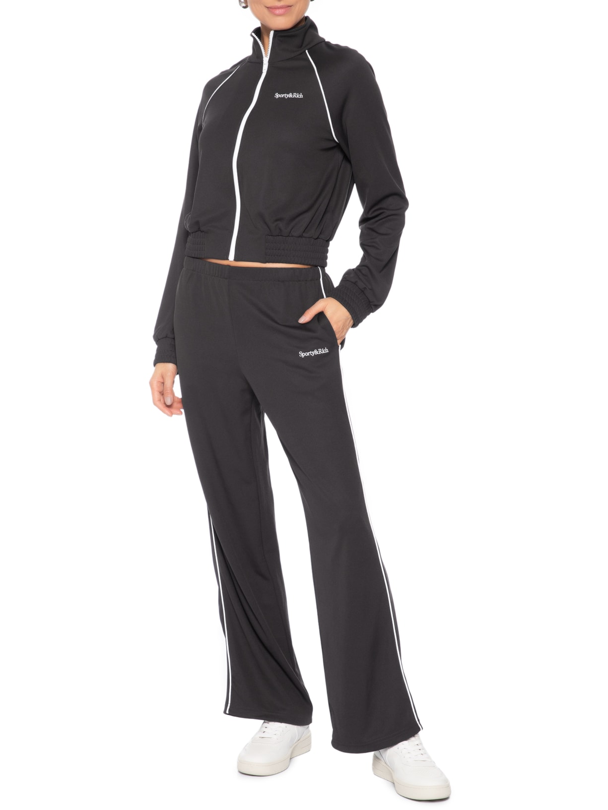 Calça Feminina Track Serif Logo Retrô Marrom Sporty & Rich