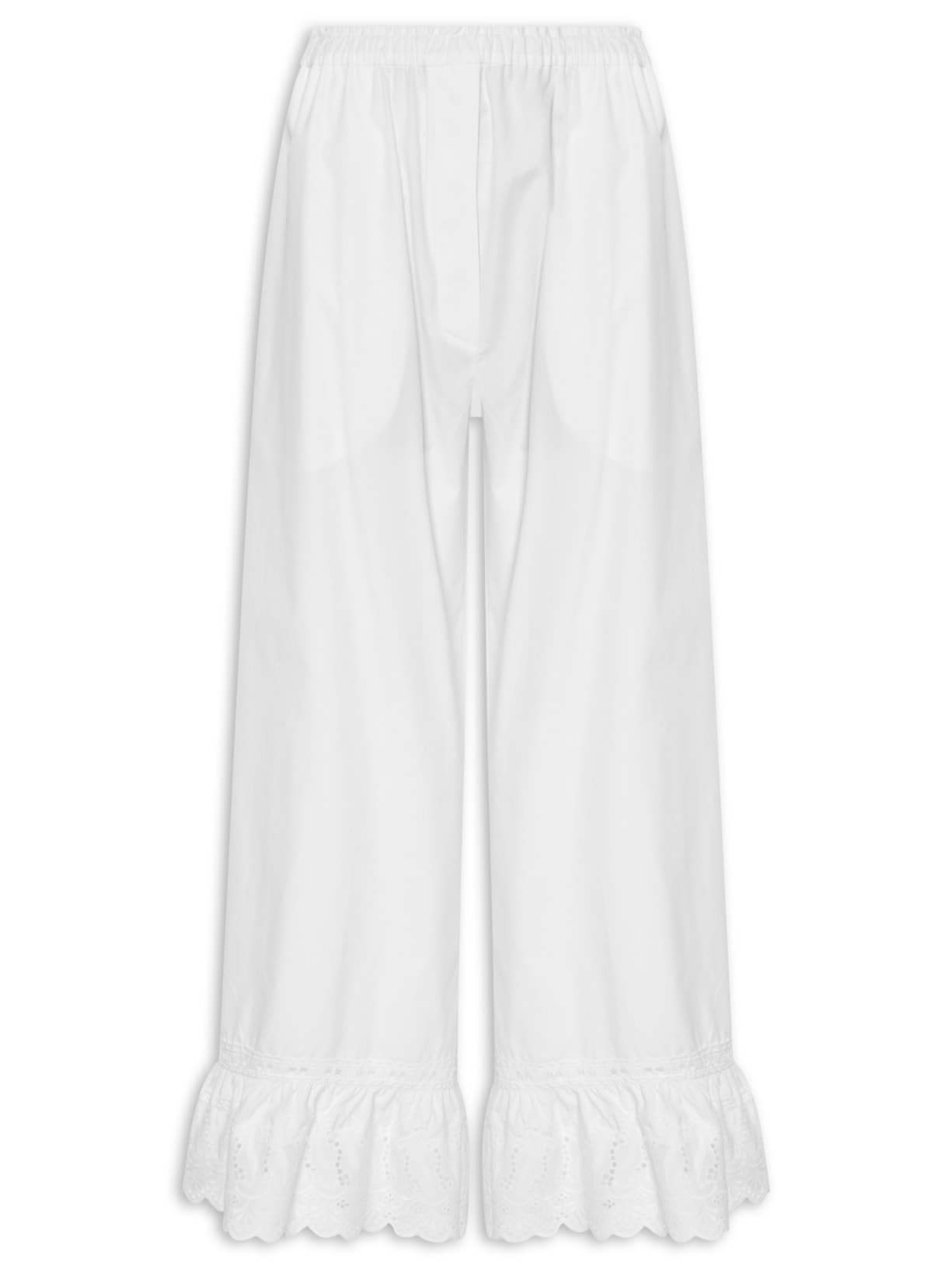 Calça Feminina Tricoline B Milt Branco Andrea Bogosian