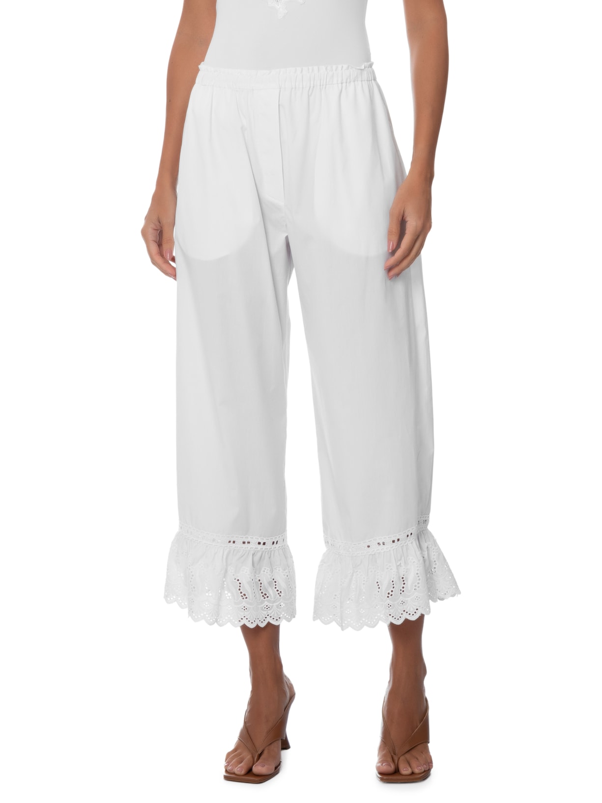 Calça Feminina Tricoline B Milt Branco Andrea Bogosian
