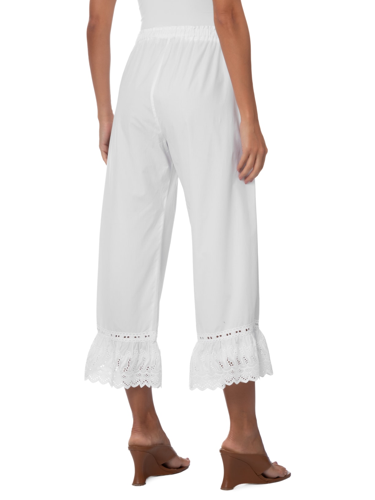 Calça Feminina Tricoline B Milt Branco Andrea Bogosian