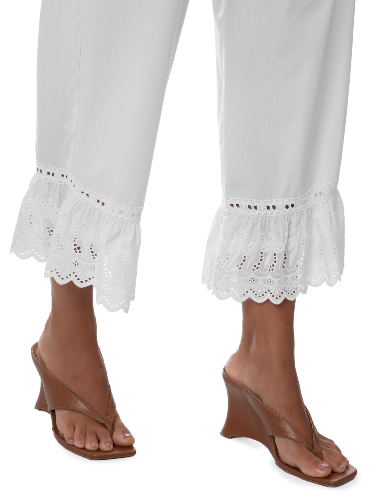 Calça Feminina Tricoline B Milt Branco Andrea Bogosian