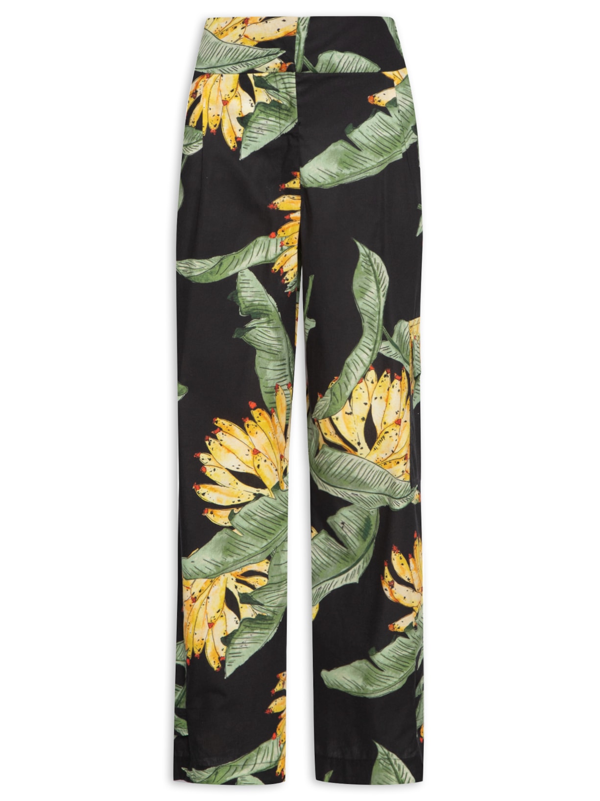 Calça Feminina Tricoline Estampa Paraiso - Preto
