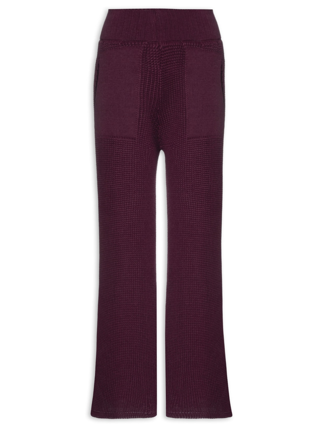 Calça Feminina Tricot Ampla Com Bolsos - Vinho