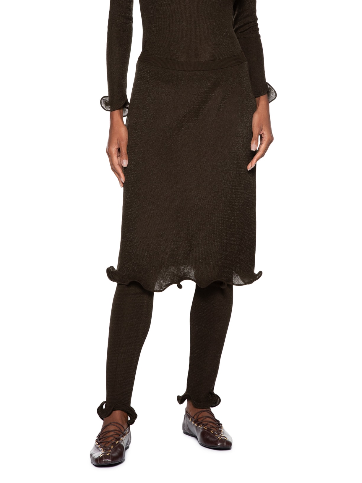 Calça Feminina Tricot Barra Marrrom Coven