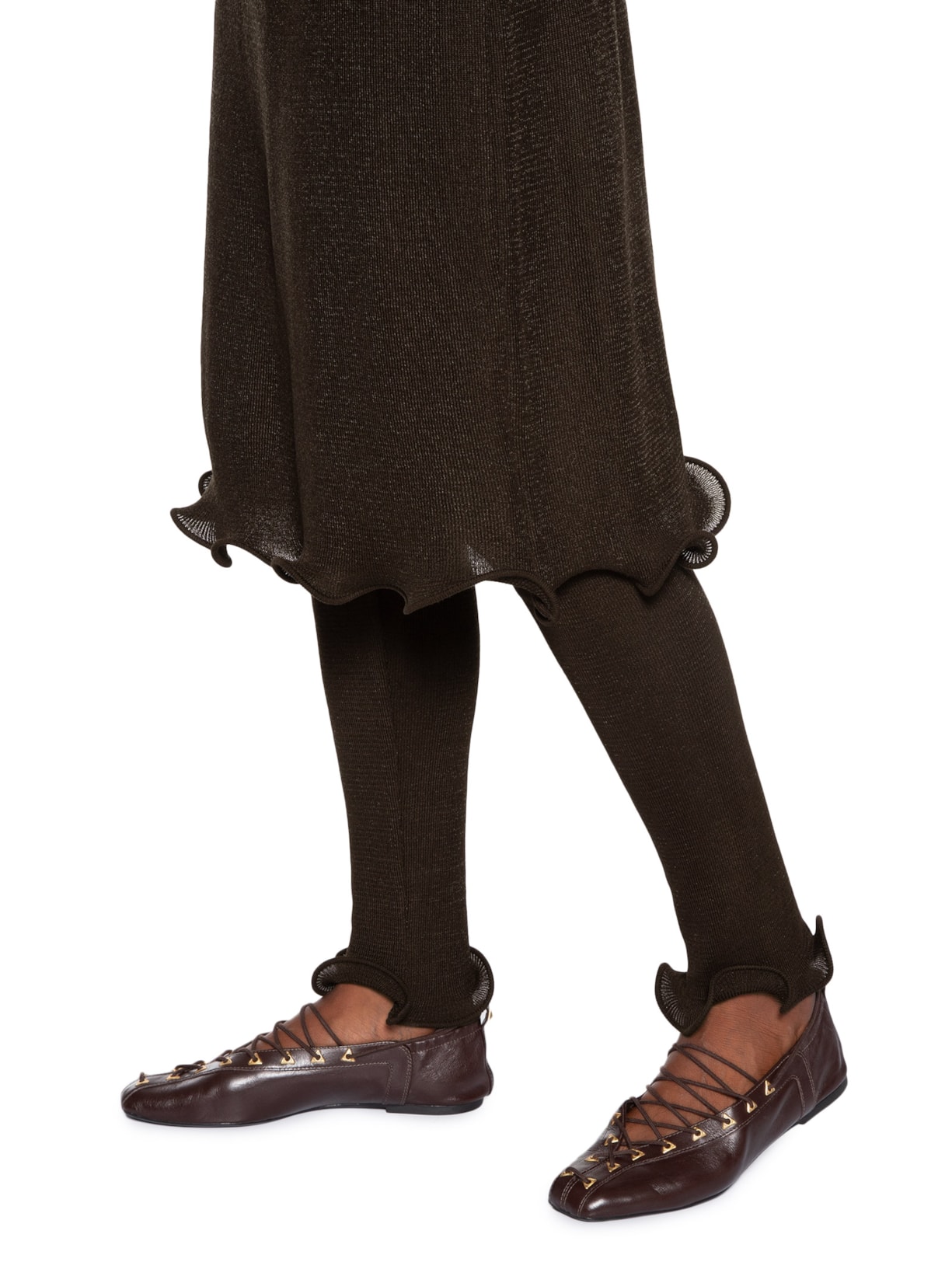 Calça Feminina Tricot Barra Marrrom Coven