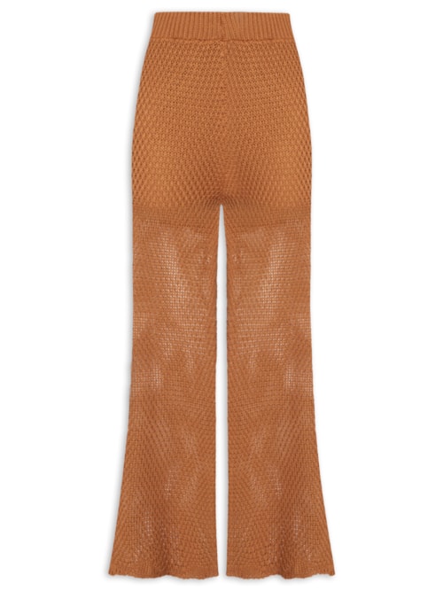 Calça Feminina Tricot Barra Ondas - Marrom