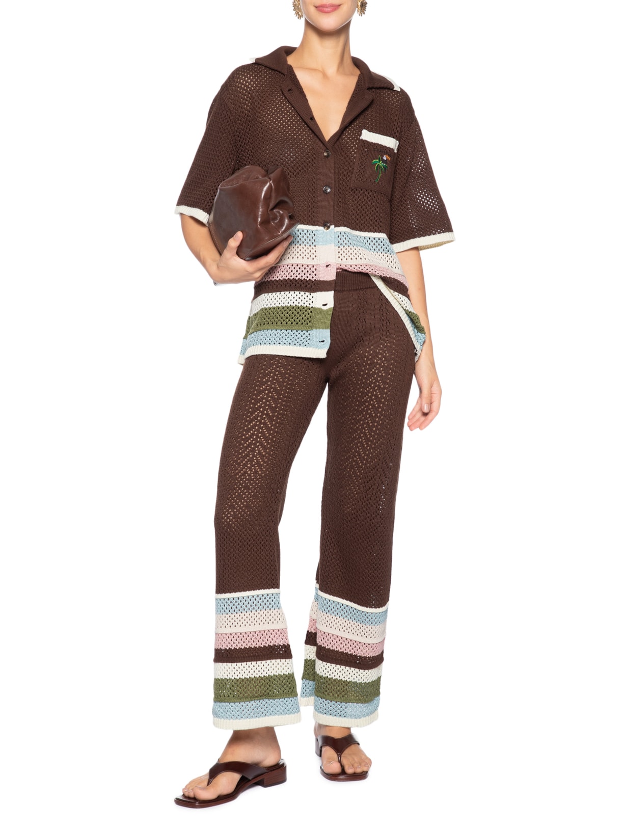 Calça Feminina Tricot Cacau Marrom Farm