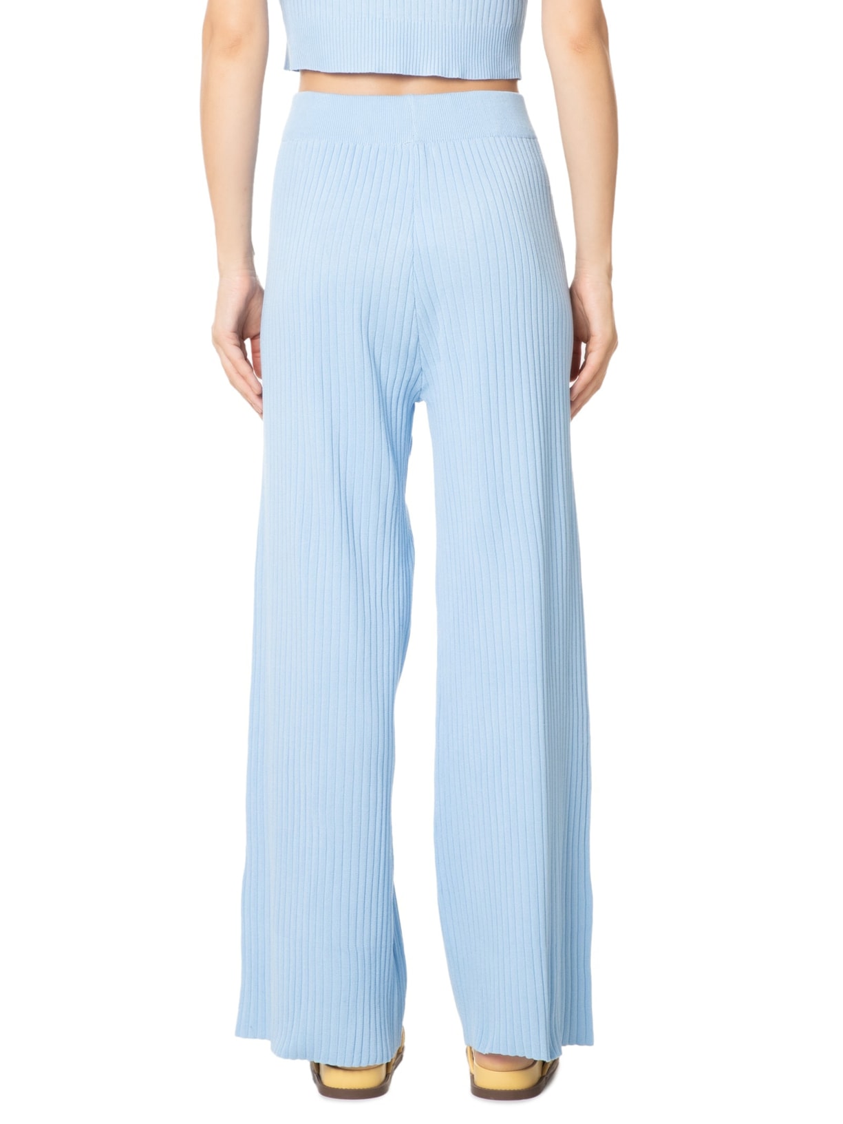 Calça Feminina Tricot Canelada Azul Basiq