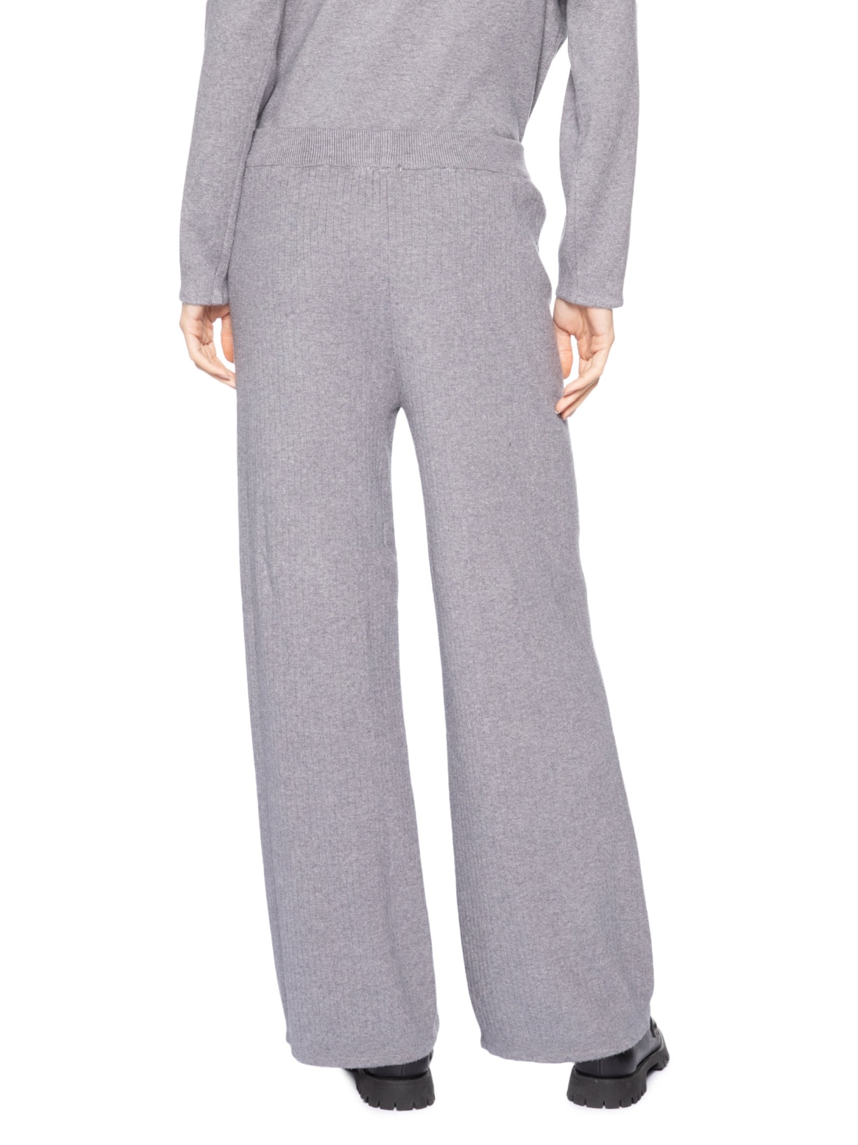 Calça Feminina Tricot Canelada Cinza Basiq