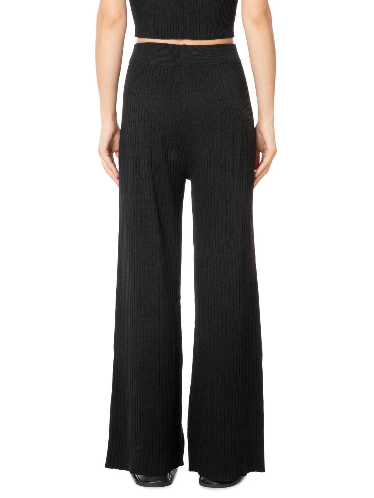 Calça Feminina Tricot Canelada Preto Basiq