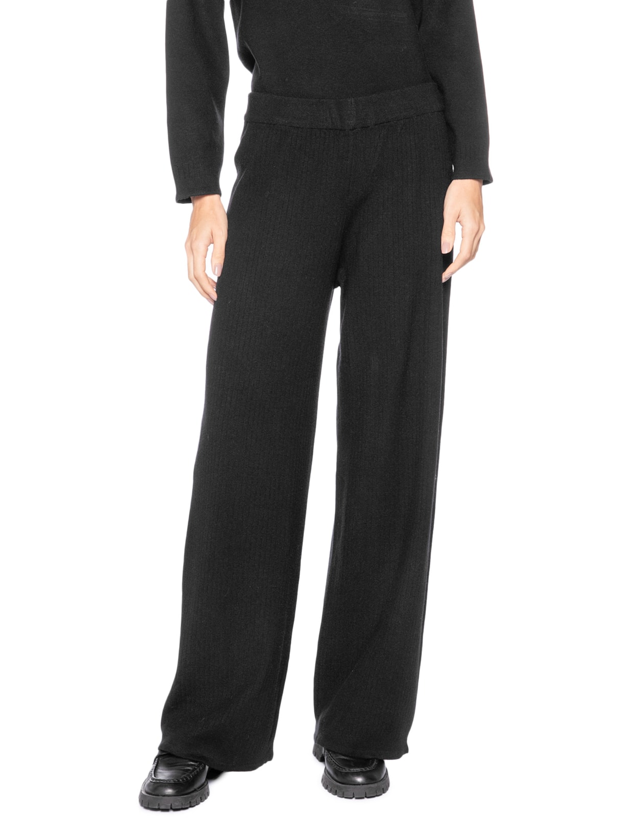 Calça Feminina Tricot Canelada Preto Basiq