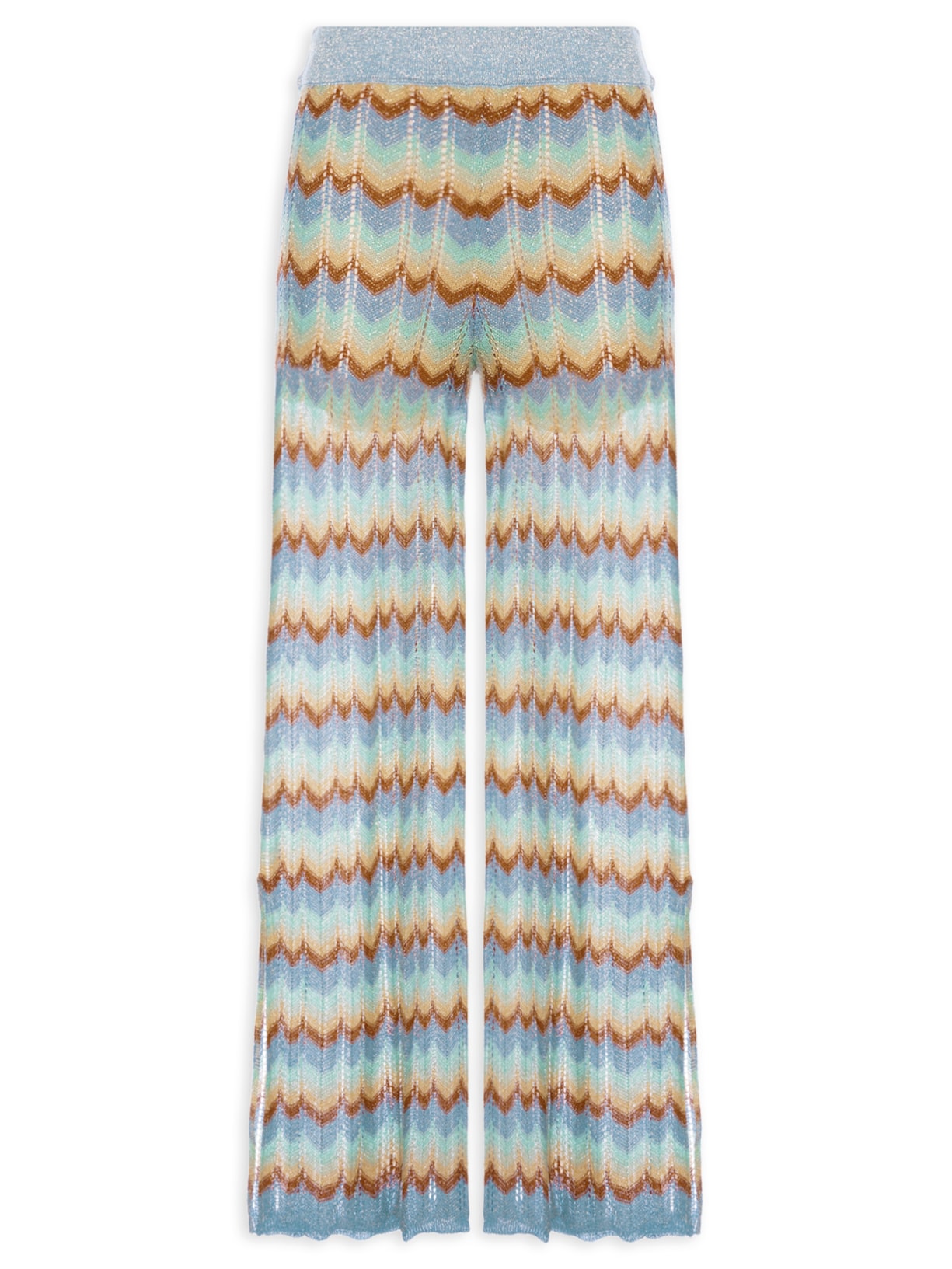 Calça Feminina Tricot Chevron Multicolor - Azul