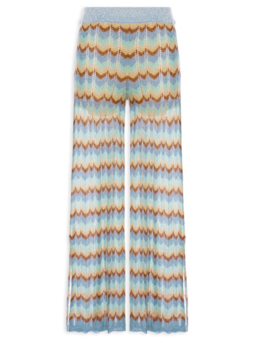 Calça Feminina Tricot Chevron Multicolor - Azul