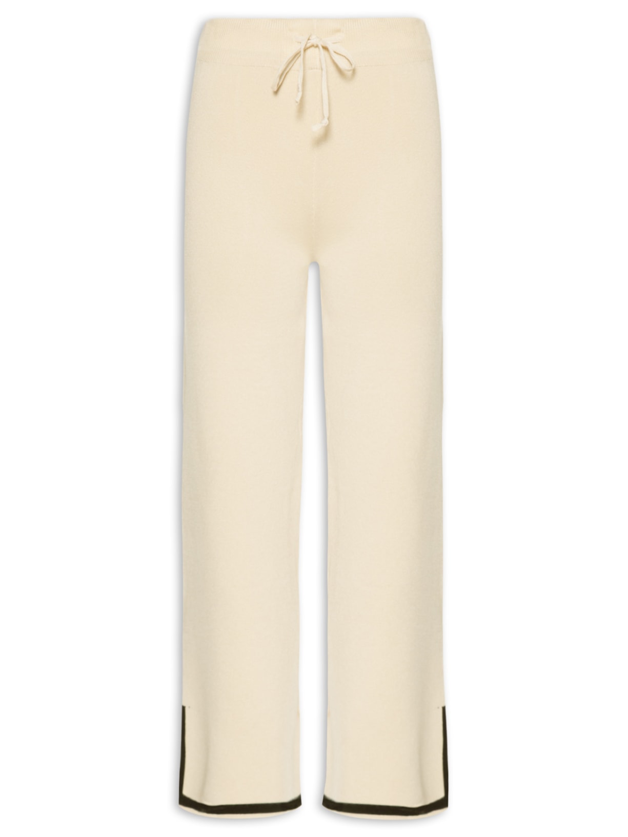 Calça Feminina Tricot Detalhe Bicolor - Bege