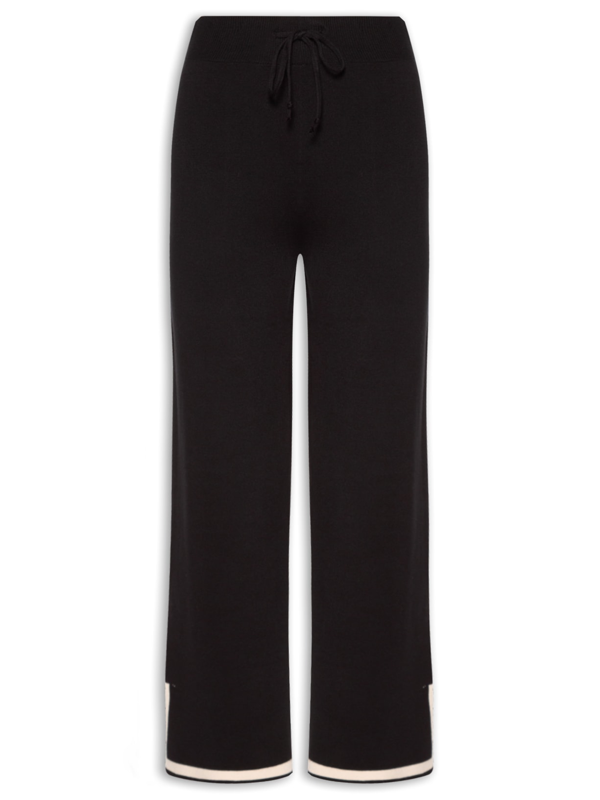 Calça Feminina Tricot Detalhe Bicolor - Preto