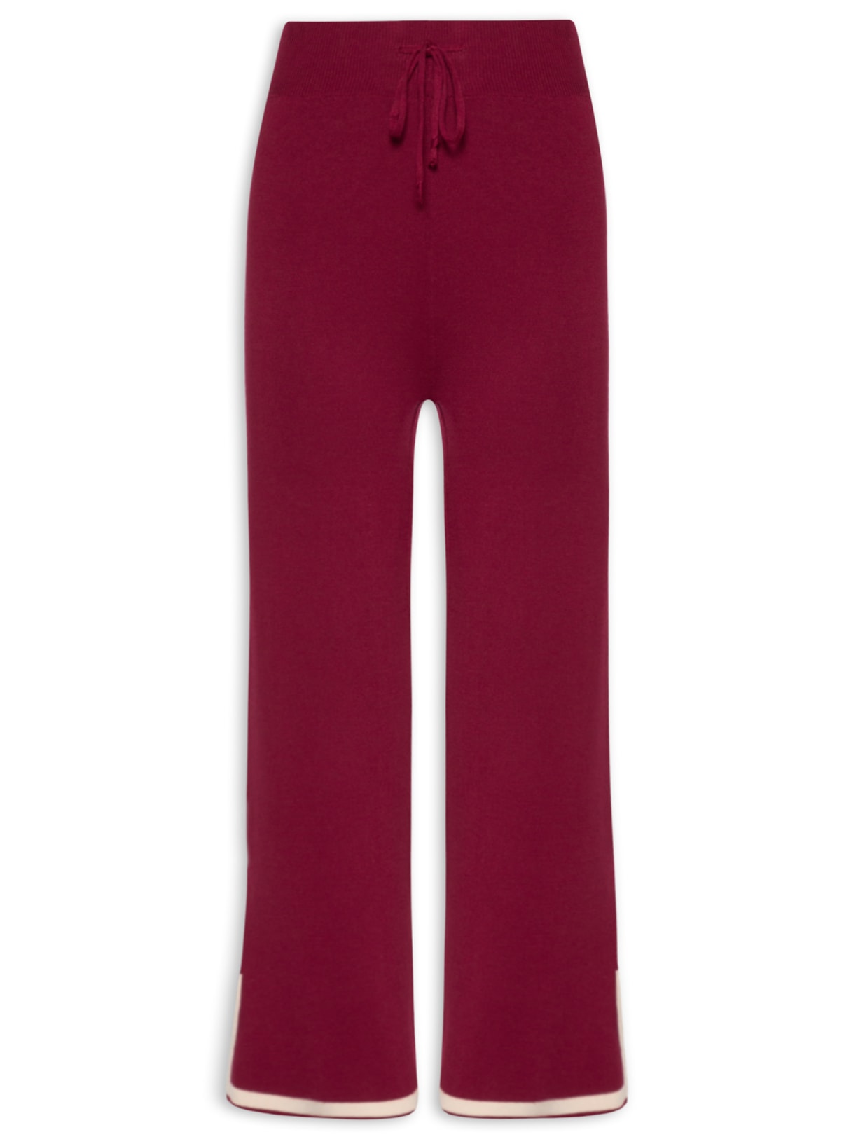 Calça Feminina Tricot Detalhe Bicolor - Vermelho