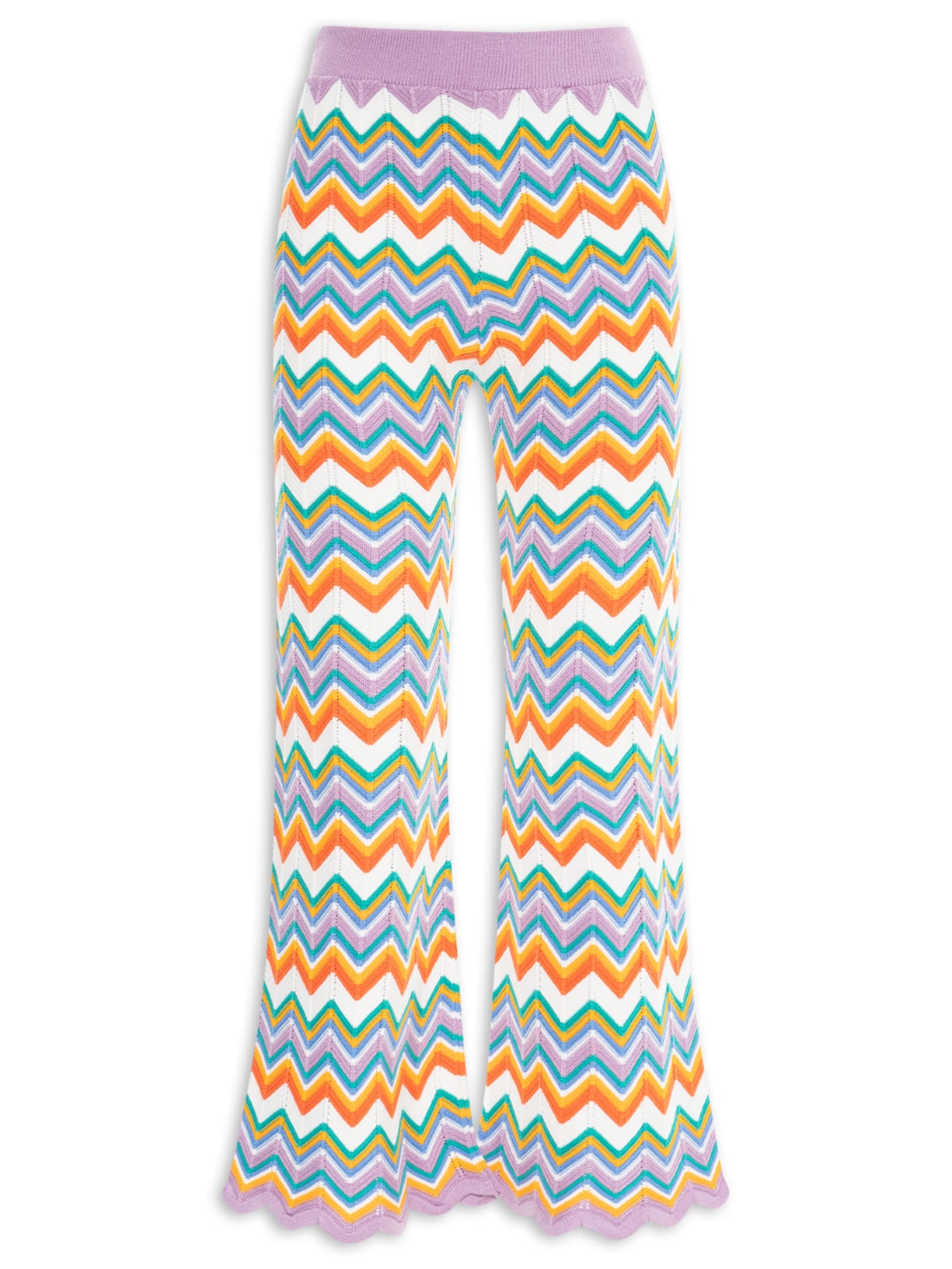 Calça Feminina Tricot Jacquard Zig Zag - Lilás