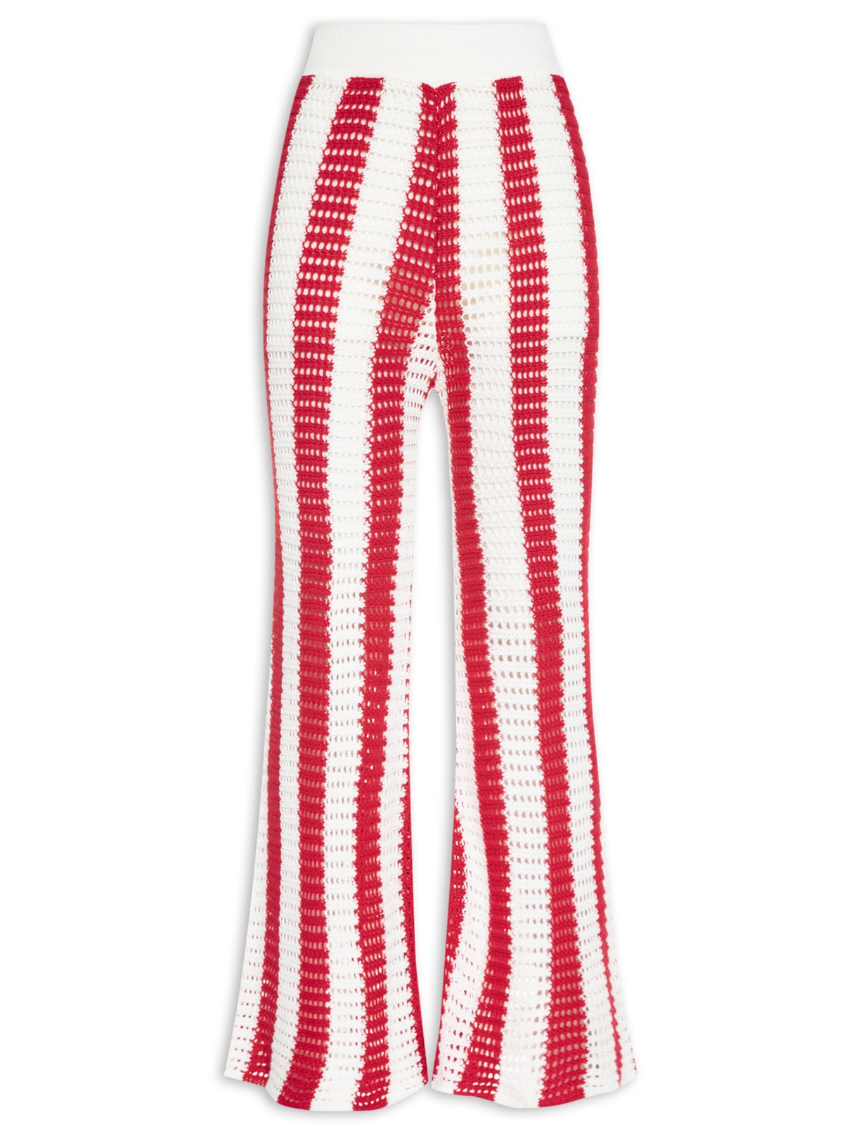 Calça Feminina Tricot Listrada - Vermelho
