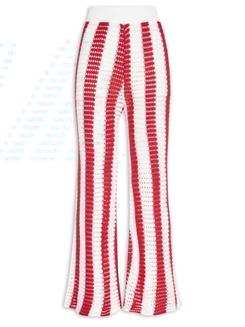 Calça Feminina Tricot Listrada - Vermelho